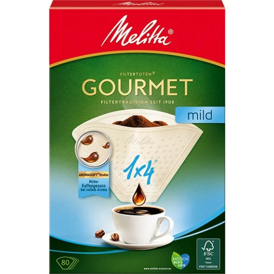 Melitta Gourmet Mild Filtertüten Gr.1x4 80ST 3 Melitta Gourmet Mild Filtertüten Gr.1x4 80ST