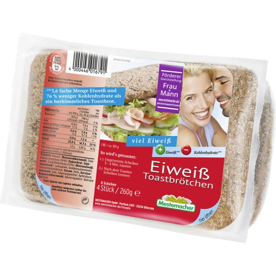 Eiweiß Toastbrötchen 4x 65G 3 Eiweiß Toastbrötchen 4x 65G