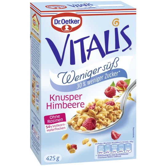 Dr. Oetker Vitalis Knusper Himbeer Weniger Süß 425G 3 Dr. Oetker Vitalis Knusper Himbeer Weniger Süß 425G